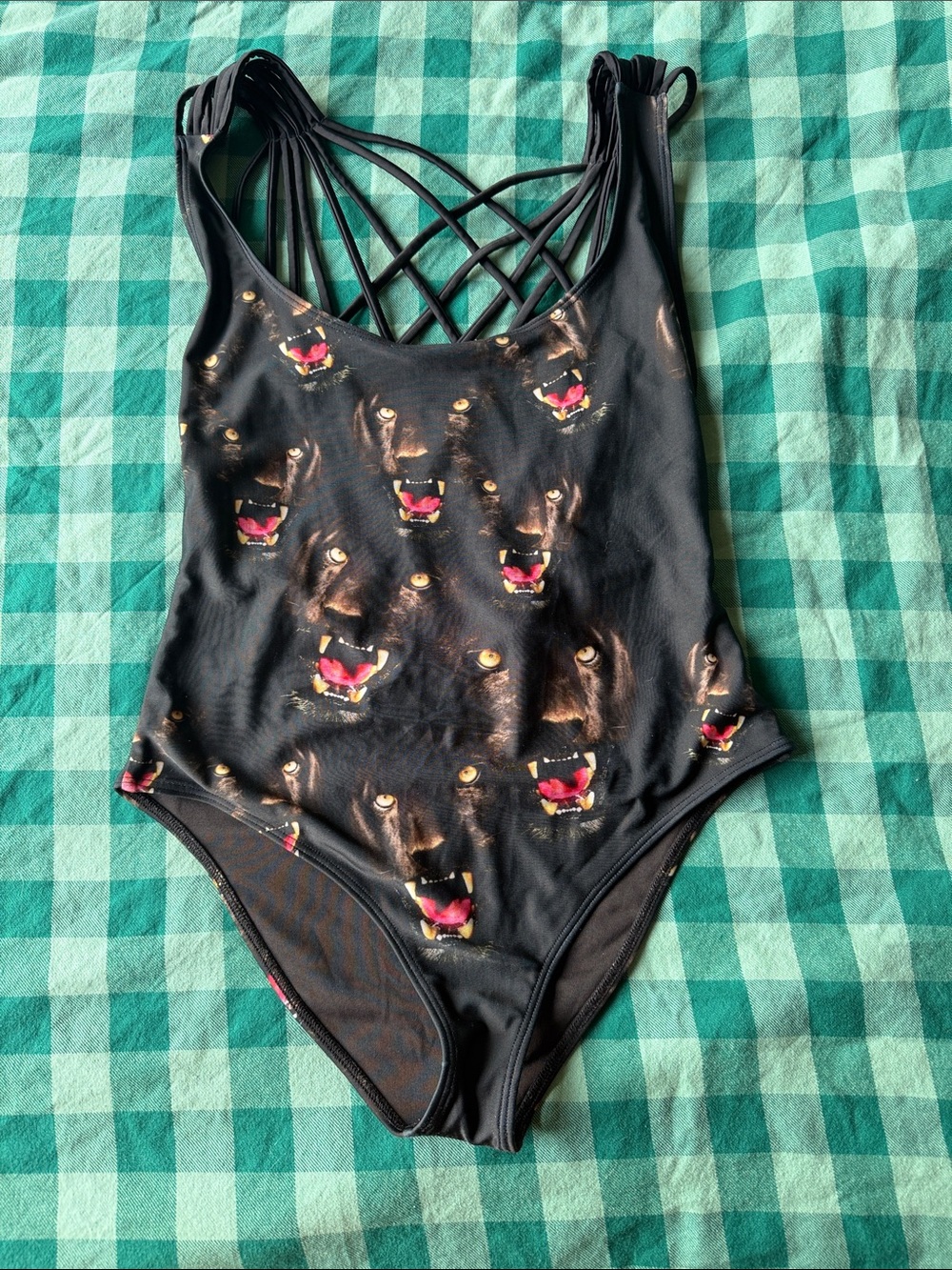 Beach Riot Black Panther-Print One-Piece Swimsuit with Strappy Back
